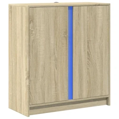 Abbildung von vidaXL Sideboard, Kommode mit LED Stauraum, Anrichte Schrank für Wohnzimmer, Beistellschrank Mehrzweckschrank Highboard, Sonoma Eiche Holzwerkstoff