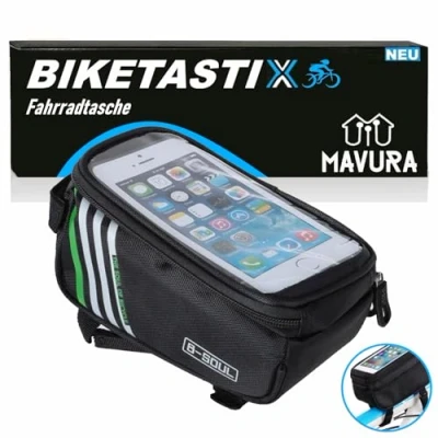 Abbildung von MAVURA Fahrradtasche BIKETASTIX Fahrrad Rahmentasche Handytasche Lenkertasche, Wasserdicht Oberrohrtasche Handyhalter Rahmen Tasche Oberrohr