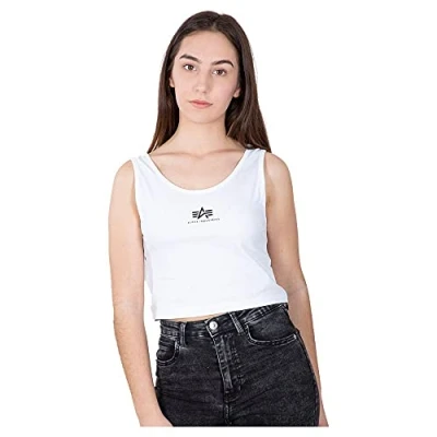Abbildung von Alpha Industries Damen Basic Crop SL Wmn Tank Top T Shirt, White, L