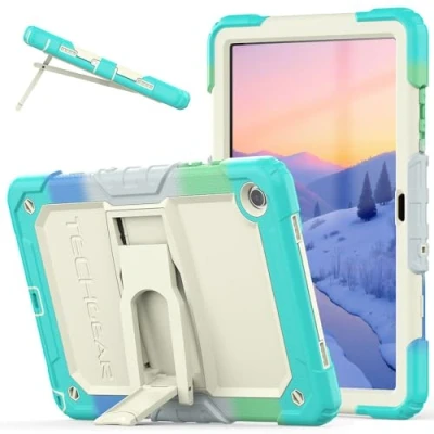 Abbildung von TECHGEAR ArmourShield Schutzhülle für Samsung Galaxy Tab A9 Plus 27,9 cm (11 Zoll) 2023 (SM X210 / SM X215), Ganzkörper Schutzhülle, robust, stoßfest, mit klappbarem Ständer,