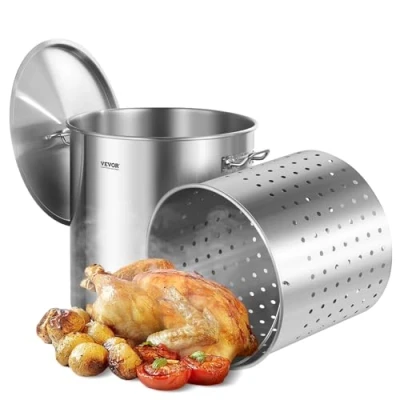 Abbildung von VEVOR Suppentopf Kochtopf Soßentopf 79,5L Edelstahl Kochen Soßen Korbdeckel