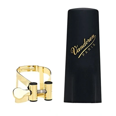 Abbildung von Vandoren LC57GP Alto Saxophone M/O Ligature with Plastic Cap, Gold