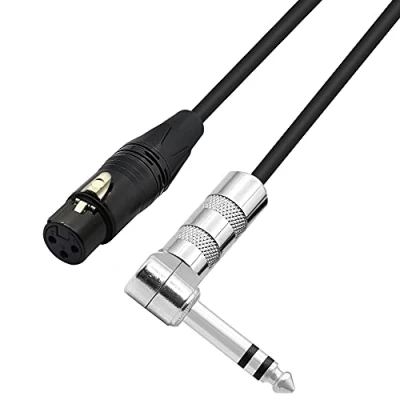 Abbildung von PNGKNYOCN 1/4 auf XLR Kabel, 90 Grad rechtwinklig, 6,35 mm TRS Stecker Buchse, Audio Stereo Mikrofonkabel für Lautsprecher, Bühne, DJ und mehr (0.5M)