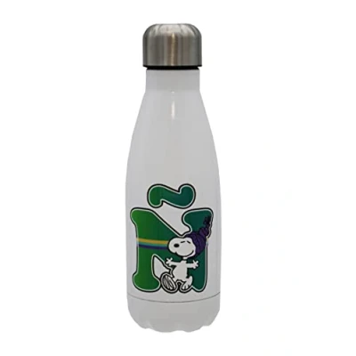 Abbildung von Snoopy Wasserflasche aus Edelstahl, luftdicht, Mehrfarbig, 550 ml, Weiß, offizielles Lizenzprodukt (CyP Brands)