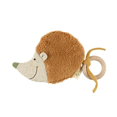 Abbildung von Sigikid 39707 Knistergreifling Igel Green, Babyspielzeug aus Bio Baumwolle mit Knistereffekt und Buchenholzring zum Greifen Spielen für Babys &amp; Kinder von 0 36 Monaten, Braun, 17x12x1 cm, Braun/Igel