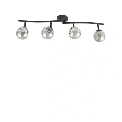 Abbildung von Lindby Deckenleuchte Valentina, grau/schwarz, 4 flg., Glas