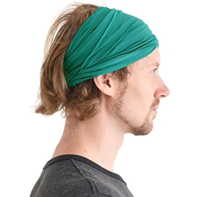 Abbildung von Dünnes Lauf Stirnband Sport Haarband Herren, Bandana Damen Sommer Japanische Mode Lang, Loop Tuch Zum Binden Grün