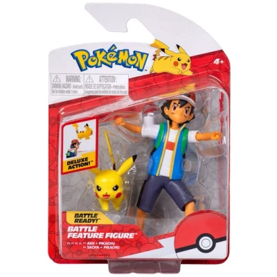 Abbildung von Jazwares Spielfigur Pokémon Battle Feature Figuren Pack Ash &amp; Pikachu (NEU OVP)
