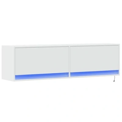 Abbildung von vidaXL TV Wandschrank, Schrank Lowboard mit LED Beleuchtung, Hängeschrank Fernsehschrank für Wohnzimmer, Fernsehtisch Board Hängend, Weiß