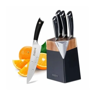 Abbildung von BEM Messerblock Master Chef Messerset Küchenmesser Set (6tlg), Kochmesser Gemüsemesser Brotmesser mit Messer und Schärfer