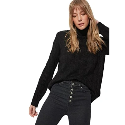 Abbildung von Trendyol Damen Twoaw23kz01400/Siyah Sweatshirt, Schwarz, M