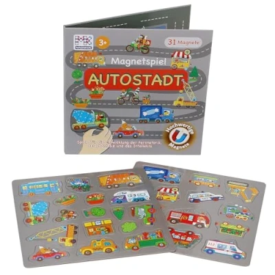 Abbildung von MAGNIKON Spiel Magnetspiel, Magnetbuch Autostadt 31 Magnete, Lernspielzeug, Motorikspielzeug