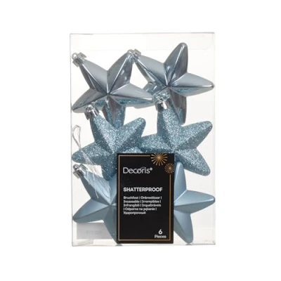 Abbildung von Kaemingk Christbaumschmuck Sterne Kunststoff 7cm x 6 Stück bruchsichere Christbaumkugeln Weihnachtskugeln Weihnachten Weihnachtsbaumschmuck Beere Eisblau