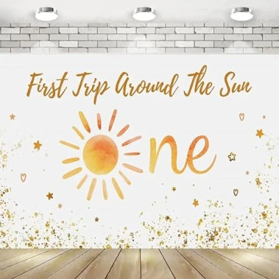 Abbildung von Trip Around The Sun Photography Backdrop Birthday Sunshine Print Wall Decorations Party Background Theme Boys Girls Decoration Baby Shower Happy
