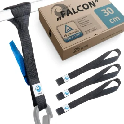 Abbildung von valonic Spanngurt FALCON Zurrschlaufen 1000 kg 4 x 30cm Motorrad Quad ATV (4er Set, Stück Zurrschlaufen) Rundschlinge, Bandschlingen, Doppelschlaufe, Motorradbefestigung