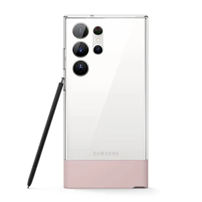 Abbildung von elago Glide Hülle Kompatibel mit Samsung Galaxy S23 Ultra Case Cover, Präzise Kameraausschnitte, Stoßfeste Schutzhülle, PC + TPU Hybrid Technologien, Vollschutz Design (Klar Rosa)