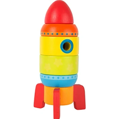 Abbildung von small foot Stapelspielzeug Rakete aus Holz, fünf Steckteile fördern die Feinmotorik, für Kleinkinder ab 1 Jahr, 10588 Spielzeug, Mehrfarbig