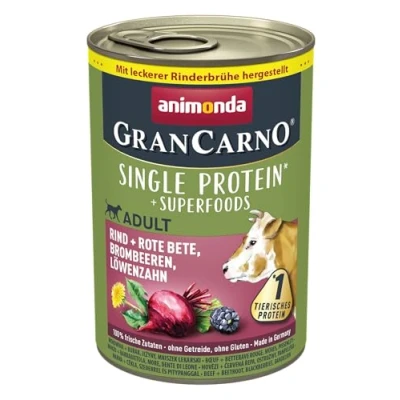 Abbildung von GranCarno Hunde Nassfutter Superfoods Rind + Rote Bete (6 x 400g), Hundefutter nass ohne Getreide und Zucker von animonda, für ausgewachsene Hunde, mit frischen fleischlichen Zutaten