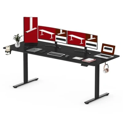 Abbildung von SANODESK Höhenverstellbarer Schreibtisch 200 x 80 cm Höhenverstellbar Elektrisch Ergonomischer Steh Sitz Tisch Computertisch für Heimbüro Homeoffice(schwarz)