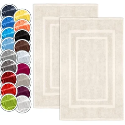 Abbildung von NatureMark Badematte 800gsm, strapazierfähig, Baumwolle, rechteckig, 2 tlg., Duschmatte Duschvorleger, Premium Qualität, 50x80cm, Naturweiß
