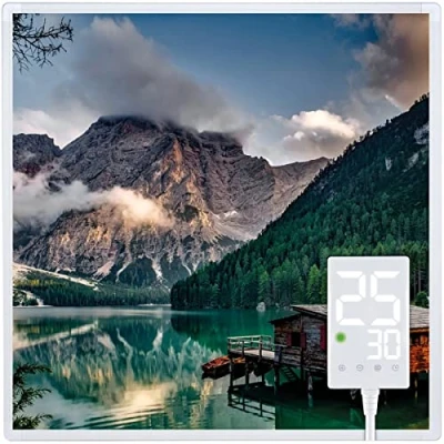Abbildung von Heidenfeld Infrarotheizung HF HP105 𝟭𝟬 𝐉𝐀𝐇𝐑𝐄 𝐆𝐀𝐑𝐀𝐍𝐓𝐈𝐄 400 Watt Bis 10 m² Infrarot Heizkörper Elektroheizung mit Thermostat Überhitzungsschutz (400 Watt, Bergsee)