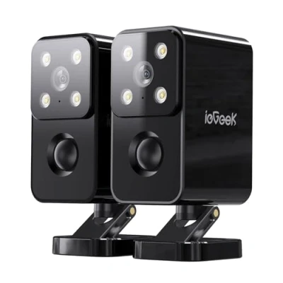 Abbildung von ieGeek 180 Überwachungskamera Aussen Akku, Kabellos Innen mit PIR Bewegungserkennung, Farbige Nachtsicht, Zwei Wege Audio, 2.4GHz WLAN, Alexa, IP65, 2Pcs, Schwarz
