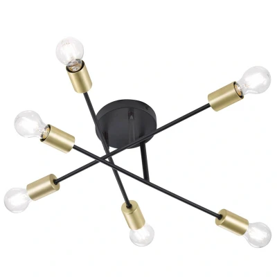 Abbildung von TRIO Leuchten Deckenleuchte CROSS, ohne Leuchtmittel, 6 flammig, Arme schwenkbar, Ø 57cm, schwarz, bronzefarbigen Fassungen
