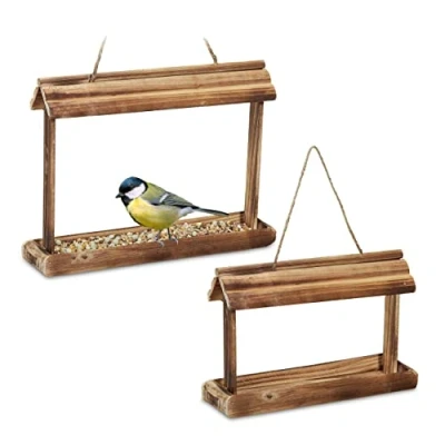 Abbildung von relaxdays Vogelhaus 2x Vogelfutterhaus aus Holz