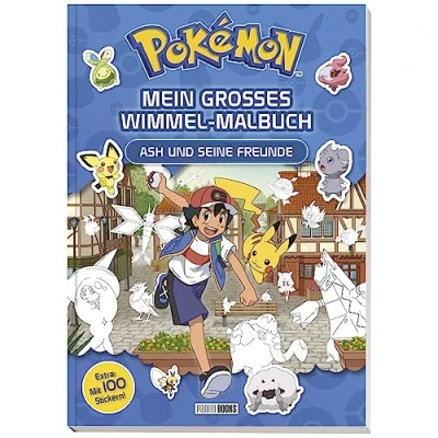 Abbildung von Pokémon: Mein großes Wimmel Malbuch Ash und seine Freunde: Extra: mit 100 Stickern!