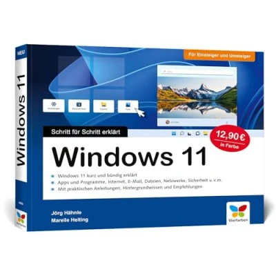 Abbildung von Windows 11: Schritt für erklärt. Das Handbuch im praktischen Querformat. Komplett in Farbe.