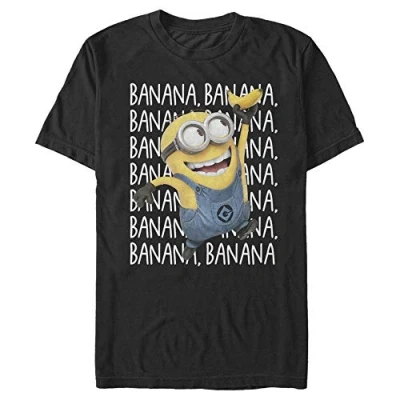 Abbildung von Despicable Me Men&#039;s Minions Dave Soaring Banana Dance Funny Graphic Tee, Black, X Large