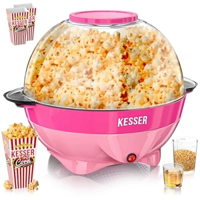Abbildung von KESSER® Popcornmaschine Groß 800W Popcorn Maker 5,5l Inhalt mit Antihaftbeschichtung Deckel &amp; Servierschale für Öl Butter Zucker Stille Schnelle inkl. Mess &amp;Popcornbecher abnehmbarer Heizfläche