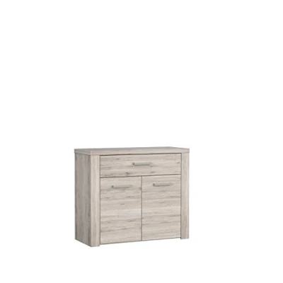 Abbildung von FORTE Portland Kommode mit 2 Türen und 1 Schublade, Holzwerkstoff, Sandeiche, 38 x 83,1 96,3 cm