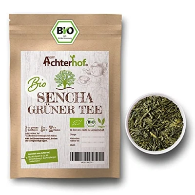 Abbildung von grüner Tee Sencha BIO 250g 100% natürlicher, reiner fein herb aromatischer Geschmack loser Grüntee aus kontrolliert biologischem Anbau vom Achterhof