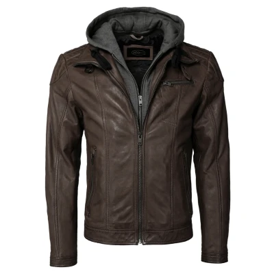Abbildung von JCC MIT Kapuze Lederjacke, Herren, Größe: 48, Brown