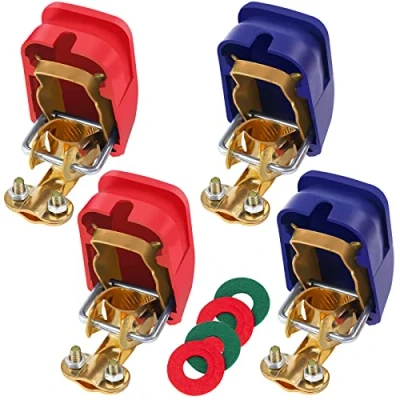 Abbildung von Bolatus 2 Paar Batterieklemmen 12V KFZ Auto Batteriepolklemmen Batterieklemme Schnellklemmen Polklemmen Set Boot PKW Autobatterie Klemmen (Rot und Blau)