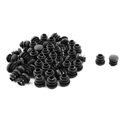 Abbildung von sourcing map 50 STK Pfostenkappe Lamellenstopfen Kunststoff runde Flache Tisch Stuhlbein Kappen Rohr Einsatz Schwarz 13 mm Durchmesser