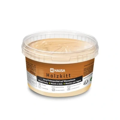 Abbildung von Hausa Holz Reparaturset Holzkitt, 250g gebrauchsfertig ausgezeichnete Füllkraft rissbeständig, 250 St., Gramm Eiche Natur Holzspachtelmasse Kitt für Holz, Holzspachtel/Füllmasse zum Reparieren