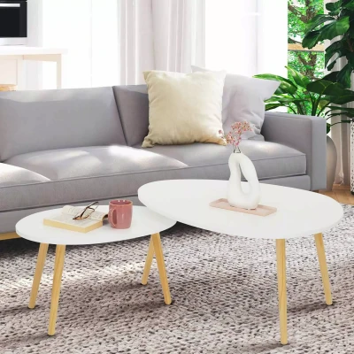 Abbildung von IDMarket Set mit 2 Couchtischen Gaia, lackiert, skandinavisches Weiß