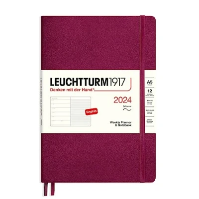 Abbildung von LEUCHTTURM1917 367780 Wochenkalender &amp; Notizbuch Softcover Medium (A5) 2024, 12 Monate, Port Red, Englisch
