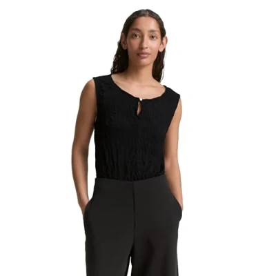 Abbildung von TOM Tailor Crinkle MIT Schlitzdetail Bluse, Damen, Größe: XXL, Deep black
