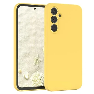 Abbildung von EAZY Case Silicon kompatibel mit Samsung Galaxy A54 Stoßfeste Abdeckung mit, Flexibles Silikon, Kratzfeste Rundumschutz Case, Silikon Hülle Matt [Matte Griff] Gelb