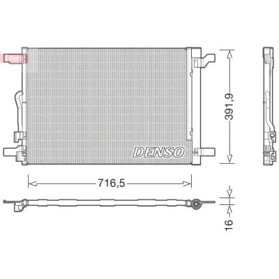 Abbildung von DENSO DCN32024 Klimakondensator mit Trockner R 134a VOLKSWAGEN: Golf 7 Schrägheck, Variant, Passat B8 SKODA: Octavia 3 Combi