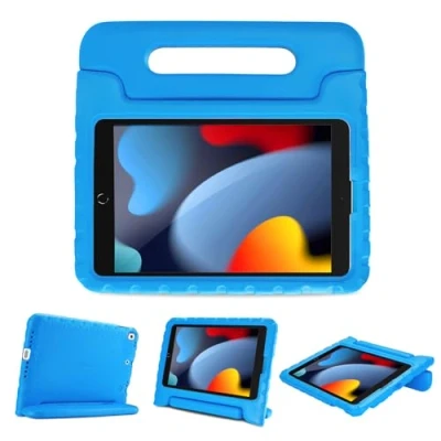 Abbildung von ProCase Kinder Hülle mit Kickstand für iPad 10.2 Zoll/iPad Pro 10.5 Air 3rd Zoll, Ultra Leicht Stoßfest Robust Kind Schutzhülle Umwandelbar Handgriff Handle Standfunktion Blau
