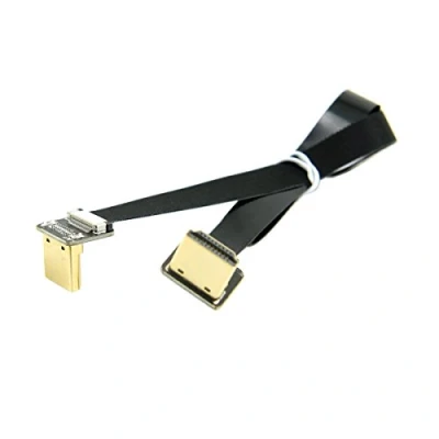 Abbildung von Cablecc CYFPV Dual 90 Grad nach unten abgewinkelt HDMI Typ A Stecker auf HDTV FPC Flachkabel 50 cm für FPV Multicopter Luftfotografie