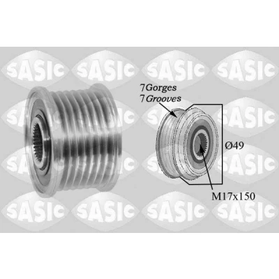Abbildung von SASIC 1676028 Riemenscheibe, Generator RENAULT: Trafic 3 Bus, LAGUNA 2 Grandtour, SCENIC 2, MERCEDES BENZ: Vito Kastenwagen, OPEL: Vivaro B Combi