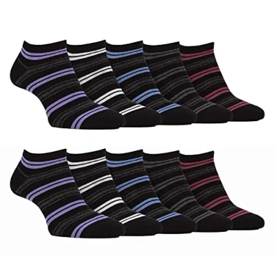 Abbildung von Farah 10er Pack Herren Sneaker Socken Qualität Kurz Bambussocken (39 45, Schwarz Streifen)
