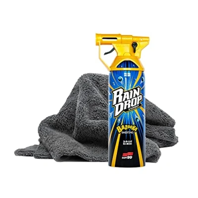 Abbildung von detailmate Versiegelung Set: Soft99 Rain Drop Bazooka, 300ml Sprühversiegelung für Lack, Scheinwerfer, Glasoberfläche, Reifen, Chrom, Kunststoff (außen), Felgen + Premium Mikrofasertuch