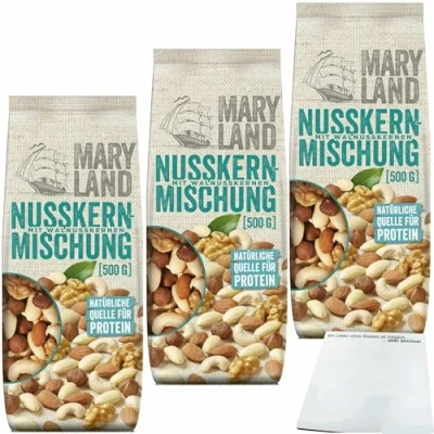 Abbildung von usy Bundle für Maryland Nusskernmischung 3er Pack (3x500g Beutel) + Block