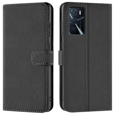 Abbildung von CoolGadget Klapphülle für Oppo A16s, PU Leder Schutzhülle mit Kartenfächern und Aufstellfunktion, Schwarz